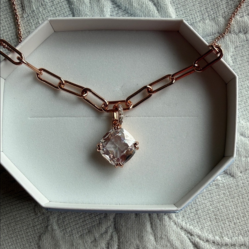 BP Rose Gold Chain Necklace with Crystal Pendant